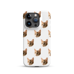 Custom pet portrait slim hard single-layer phone case with white background, personalized with a hand-drawn pet illustration.